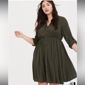 Torrid Mini Challis Button-Front Shirt Dress